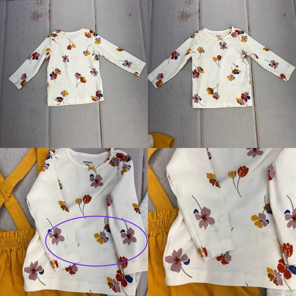 Baby Girl Carter's 3-Piece Floral Tee,‎ Corduroy Jumper, & Tights Set SIZE 18M